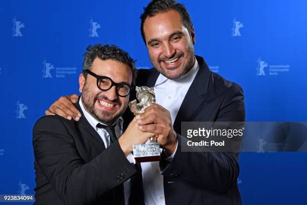 Alonso Ruizpalacios and Manuel Alcala, winner of the Silver Bear for Best Script for 'Museo', pose at the Award Winners photo call during the 68th...