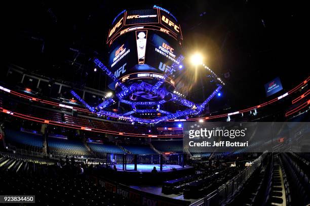 General view of the Octagon prior to the UFC Fight Night event at Amway Center on February 24, 2018 in Orlando, Florida.