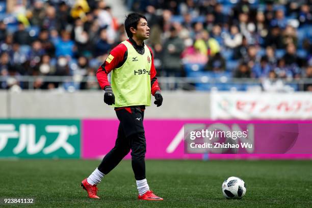 Tamada Keiji of Nagoya Grampus warm up during the J.League J1 match between Gamba Osaka and Nagoya Grampus at Suita City Football Stadium on February...