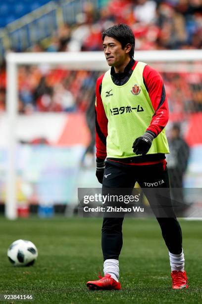 Tamada Keiji of Nagoya Grampus warm up during the J.League J1 match between Gamba Osaka and Nagoya Grampus at Suita City Football Stadium on February...