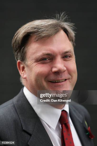 Schools Secretary Ed Balls leaves the weekly cabinet meeting on October 27, 2009 in London, England. Speculation surrounds Gordon Brown this week...