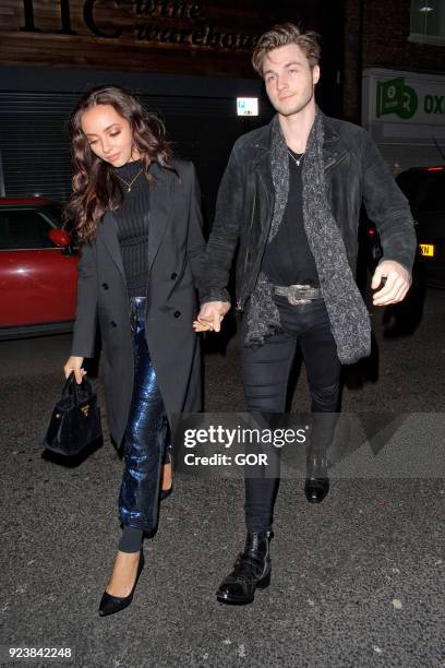 Jade Thirlwall and Jed Elliott arriving at Bunga Bunga Covent Garden on February 24, 2018 in London, England.