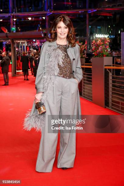 German actress Iris Berben attends the closing ceremony during the 68th Berlinale International Film Festival Berlin at Berlinale Palast on February...