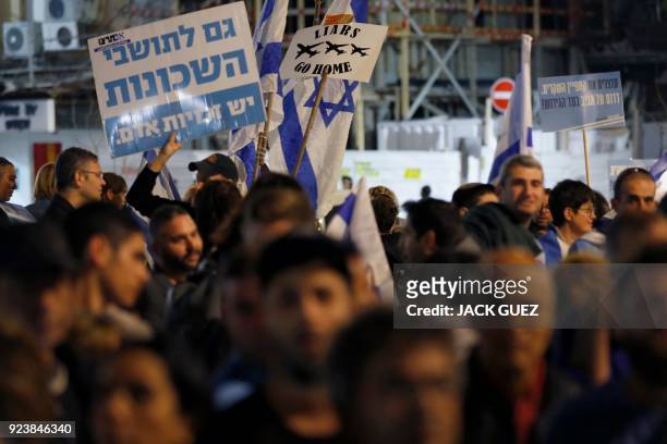 Residents of the southern district of the Israeli city of Tel Aviv protest against the presence of African refugees and asylum seekers on February...