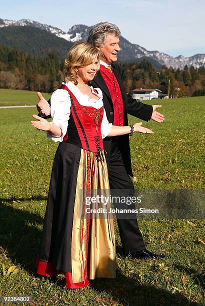 Marianne und Michael Hartl pose during a 'Christmas With Marianne And Michael' show taping photocall at Ellmauer Alm Sporthotel on October 27, 2009...