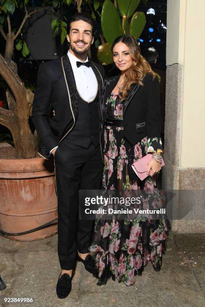 Mariano Di Vaio and Eleonora Brunacci attend the Dolce & Gabbana Secret & Diamond show during Milan Fashion Week Fall/Winter 2018/19 on February 24,...