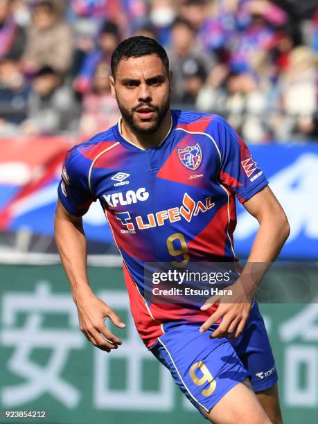 Diego Oliveira of FC Tokyo in action during the J.League J1 match between FC Tokyo and Urawa Red Diamonds at Ajinomoto Stadium on February 24, 2018...