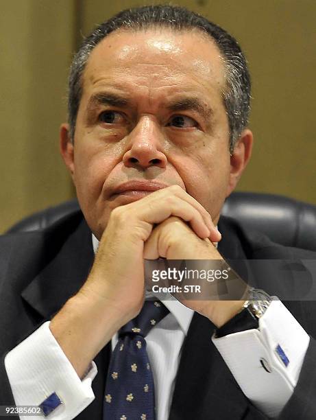 Picture taken on October 26, 2009 shows Egyptian Transport Minister Mohammed Mansur sitting in his office in Cairo. Mansur resigned on October 27,...