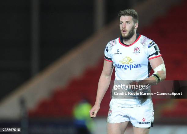 Ulster's Stuart McCloskey during the Guinness Pro14 Round 16 match between Scarlets and Ulster Rugby at Parc y Scarlets on February 24, 2018 in...