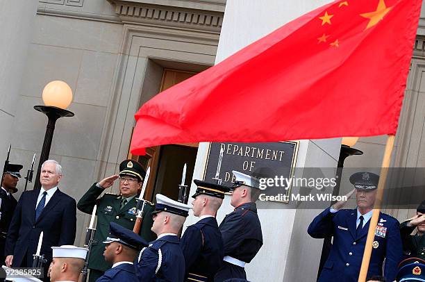 Secretary of Defense Robert M. Gates and the People's Republic of China Central Military Commission Vice Chairman Gen. Xu Caihou participate in a...