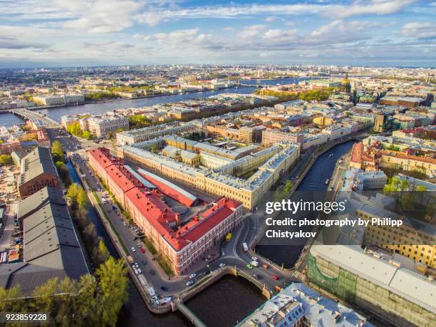 st.petersburg aerial cityview - saint petersburg stock pictures, royalty-free photos & images