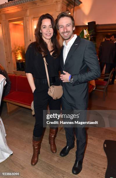 Katharina Mueller-Elmau and Ben Blaskovic during the 40th anniversary celebration of the ZDF TV series SOKO Munich at Seehaus on February 24, 2018 in...