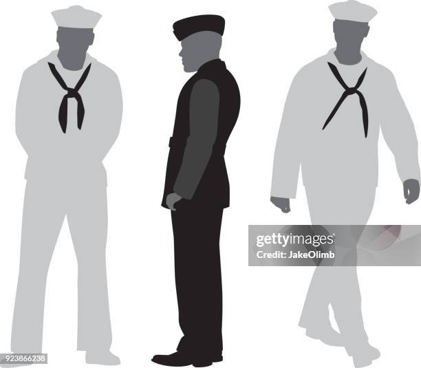ilustrações, clipart, desenhos animados e ícones de silhuetas de marinheiro - us navy