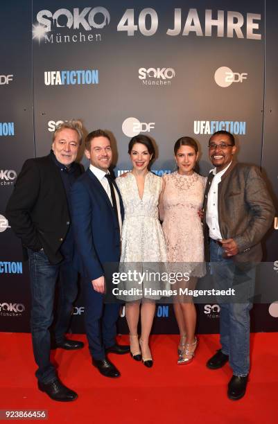 Gerd Silberbauer, Joscha Kiefer, Bianca Hein, Amanda da Gloria and Christopher von Beau during the 40th anniversary celebration of the ZDF TV series...