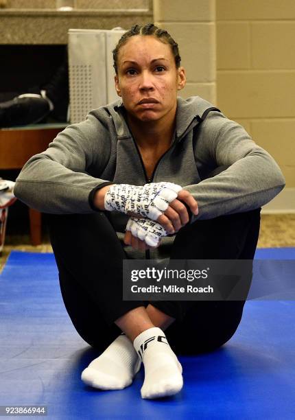 Marion Reneau warms up backstage prior to her bout during the UFC Fight Night event at Amway Center on February 24, 2018 in Orlando, Florida.