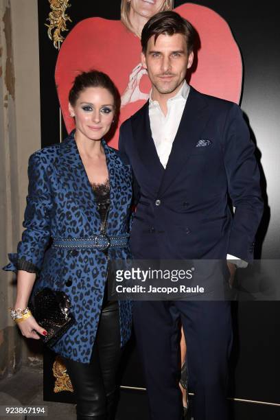 Olivia Palermo and Johannes Huebl attend the ADR Party during Milan Fashion Week Fall/Winter 2018/19 on February 24, 2018 in Milan, Italy.