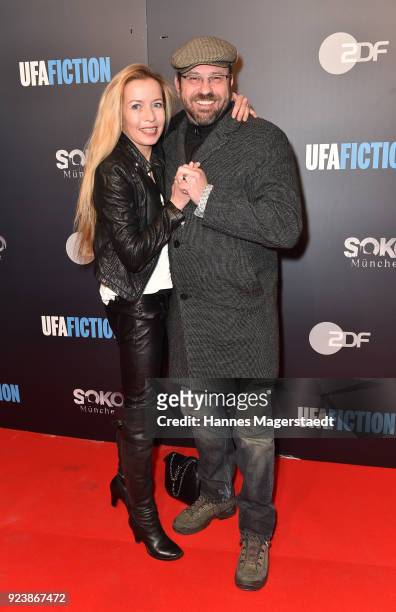 Michel Guillaume and his girlfriend Georgia Schultze during the 40th anniversary celebration of the ZDF TV series SOKO Munich at Seehaus on February...