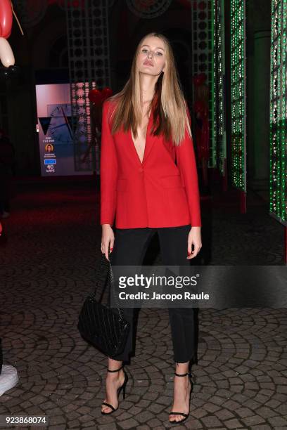 Guest attends the ADR Party during Milan Fashion Week Fall/Winter 2018/19 on February 24, 2018 in Milan, Italy.