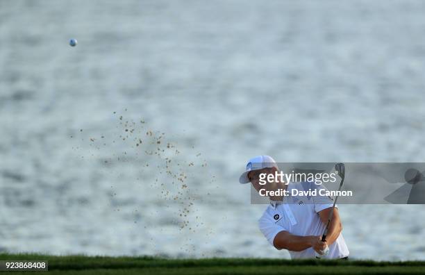 Luke List of the United States plays his third shot on the par 5, 18th hole during the third round of the 2018 Honda Classic on The Champions Course...