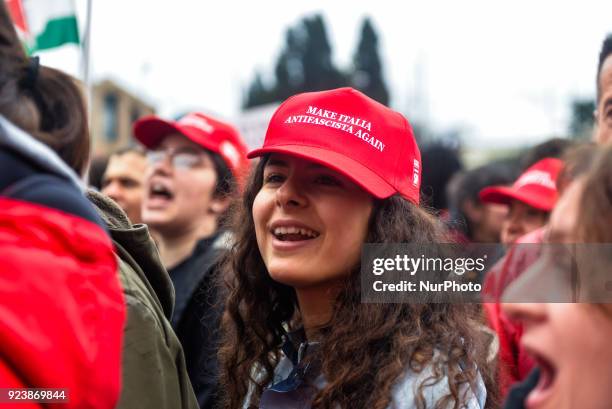 No more racism, no more fascism march in Rome, Italy, called by ANPI - Associazione Nazionale Partigiani on Saturday, February 24, 2018.