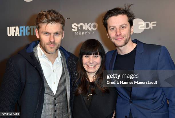 Jens Atzorn, Isabell Stern and Jonathan Beck during the 40th anniversary celebration of the ZDF TV series SOKO Munich at Seehaus on February 24, 2018...