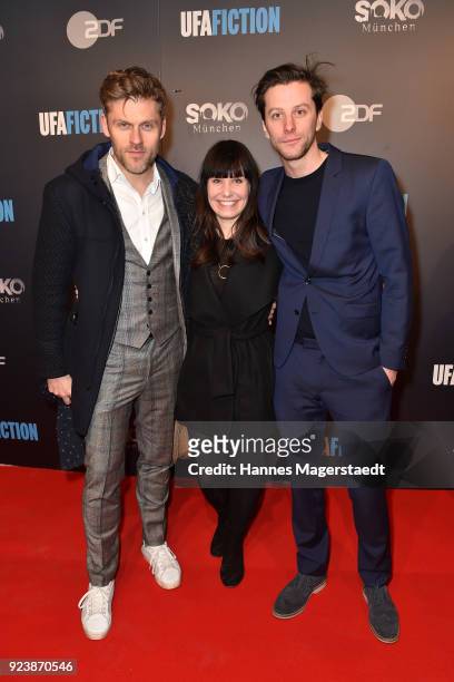 Jens Atzorn, Isabell Stern and Jonathan Beck during the 40th anniversary celebration of the ZDF TV series SOKO Munich at Seehaus on February 24, 2018...