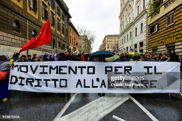 Logistic and transport workers from COBAS union organized a protest against the so-called &quot;jobs-act&quot; law in Rome, Italy on Saturday,...