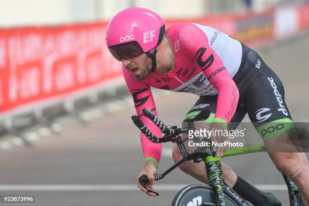 S Daniel McLay from Team EF Education First - Drapac P/B Cannondale, in action during the fourth stage, 12.6km individual time trial Al Maryah Island...