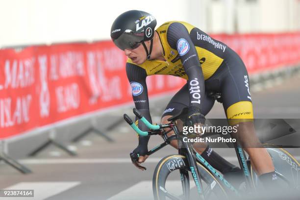 Netherlands' Danny Van Poppel from Team Lotto NL - Jumbo, in action during the fourth stage, 12.6km individual time trial Al Maryah Island Stage of...
