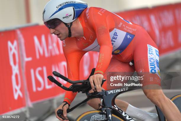 Italy's Elia Viviani from Quick Step Floors Team, in action during the fourth stage, 12.6km individual time trial Al Maryah Island Stage of the 2018...