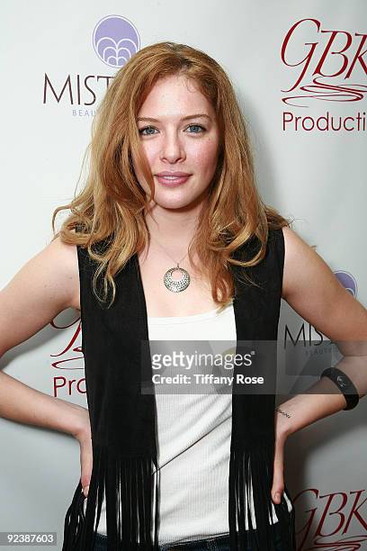 Actress Rachelle Lefevre poses at the Golden Globe Gift Suite Presented by GBK Productions on January 9, 2009 in Beverly Hills, California.