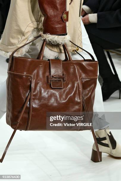 Model walks the runway at the Tod's Ready to Wear Fall/Winter 2018-2019 fashion show during Milan Fashion Week Fall/Winter 2018/19 on February 23,...