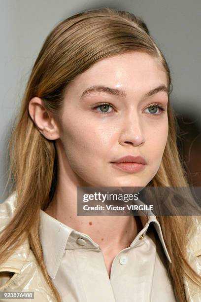 Gigi Hadid walks the runway at the Tod's Ready to Wear Fall/Winter 2018-2019 fashion show during Milan Fashion Week Fall/Winter 2018/19 on February...