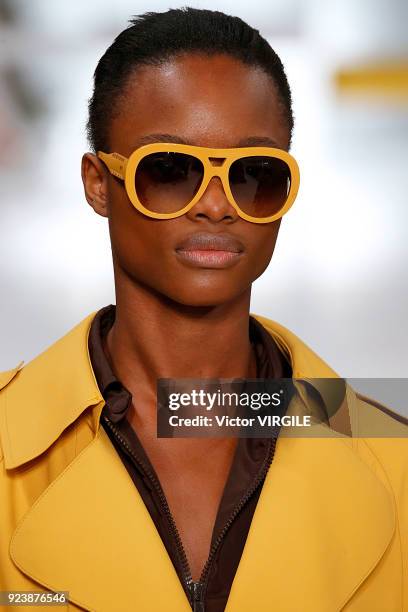 Model walks the runway at the Tod's Ready to Wear Fall/Winter 2018-2019 fashion show during Milan Fashion Week Fall/Winter 2018/19 on February 23,...