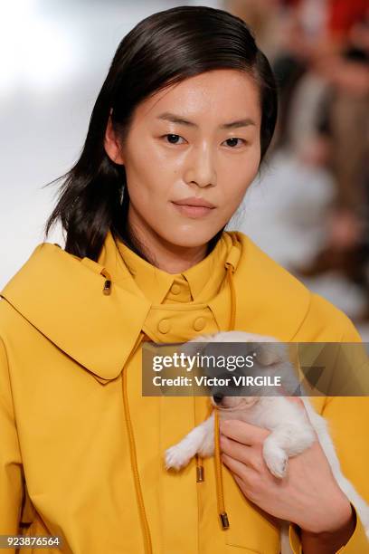 Model walks the runway at the Tod's Ready to Wear Fall/Winter 2018-2019 fashion show during Milan Fashion Week Fall/Winter 2018/19 on February 23,...