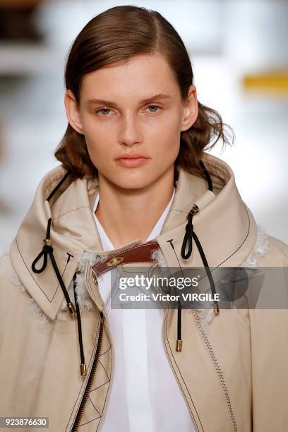 Model walks the runway at the Tod's Ready to Wear Fall/Winter 2018-2019 fashion show during Milan Fashion Week Fall/Winter 2018/19 on February 23,...