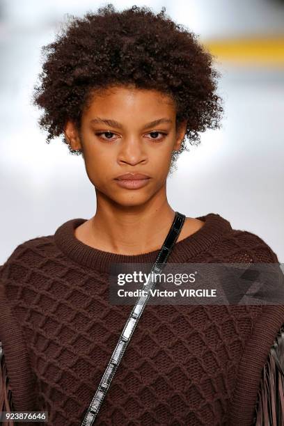 Model walks the runway at the Tod's Ready to Wear Fall/Winter 2018-2019 fashion show during Milan Fashion Week Fall/Winter 2018/19 on February 23,...