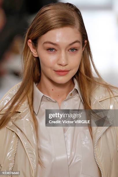 Gigi Hadid walks the runway at the Tod's Ready to Wear Fall/Winter 2018-2019 fashion show during Milan Fashion Week Fall/Winter 2018/19 on February...