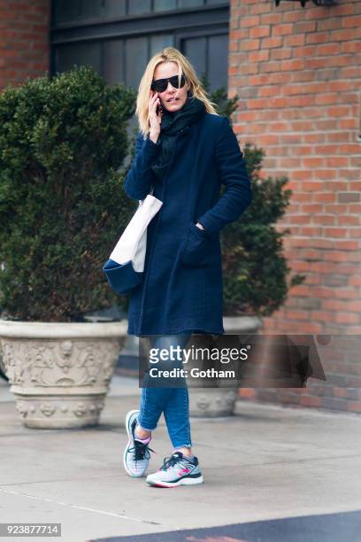 Leslie Bibb is seen in the East Village on February 24, 2018 in New York City.