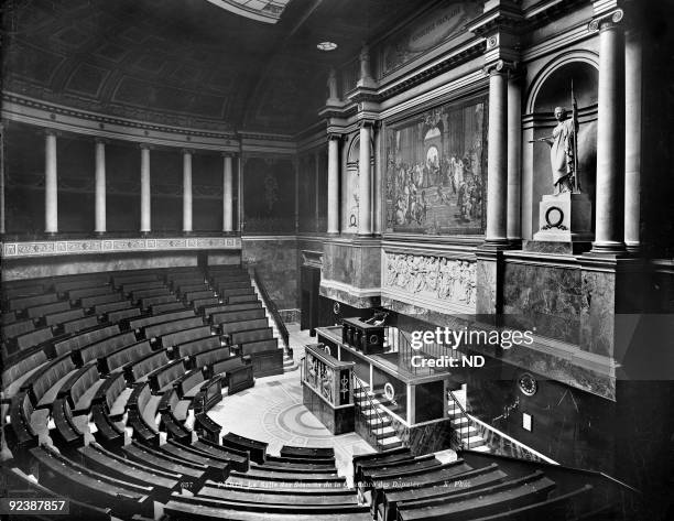 The French National Assembly, the sessions room. Paris, around 1900.