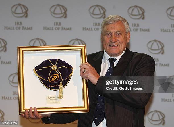 Willie John McBride of Ireland and the Lions poses after being inducted into the IRB Hall of Fame during the induction ceremony held at Rugby School...