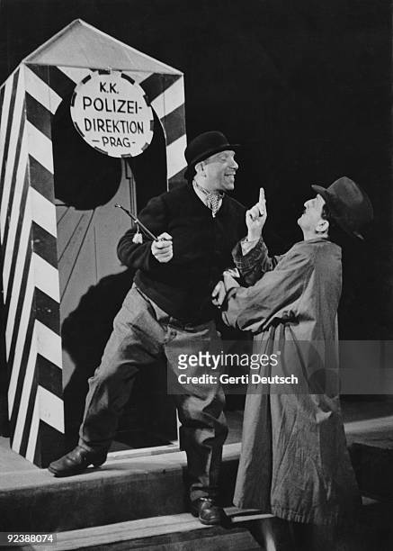 Theatrical performance of 'The Good Soldier Schweik', adapted from the satirical novel by Czech writer Jaroslav Hasek, 1940. It is being performed by...