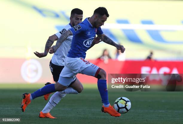 Os Belenenses forward Diogo Viana from Portugal with CD Feirense midfielder Tiago Silva from Portugal in action during the Primeira Liga match...