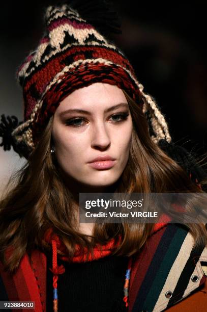 Model walks the runway at the Etro Ready to Wear Fall/Winter 2018-2019 fashion show during Milan Fashion Week Fall/Winter 2018/19 on February 23,...