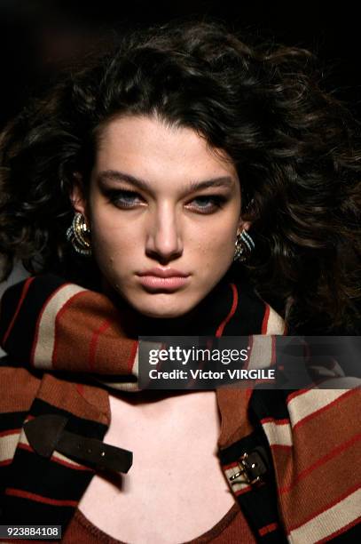 Model walks the runway at the Etro Ready to Wear Fall/Winter 2018-2019 fashion show during Milan Fashion Week Fall/Winter 2018/19 on February 23,...