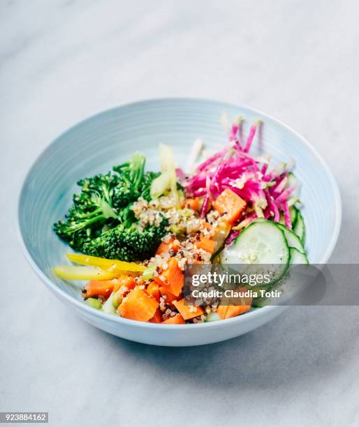 bowl of salad - quinoa salad stock pictures, royalty-free photos & images