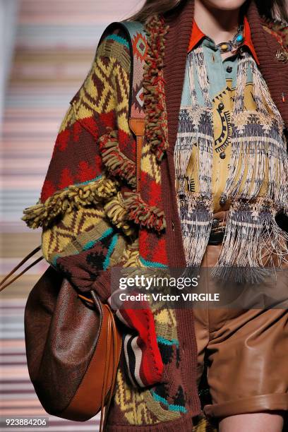 Model walks the runway at the Etro Ready to Wear Fall/Winter 2018-2019 fashion show during Milan Fashion Week Fall/Winter 2018/19 on February 23,...