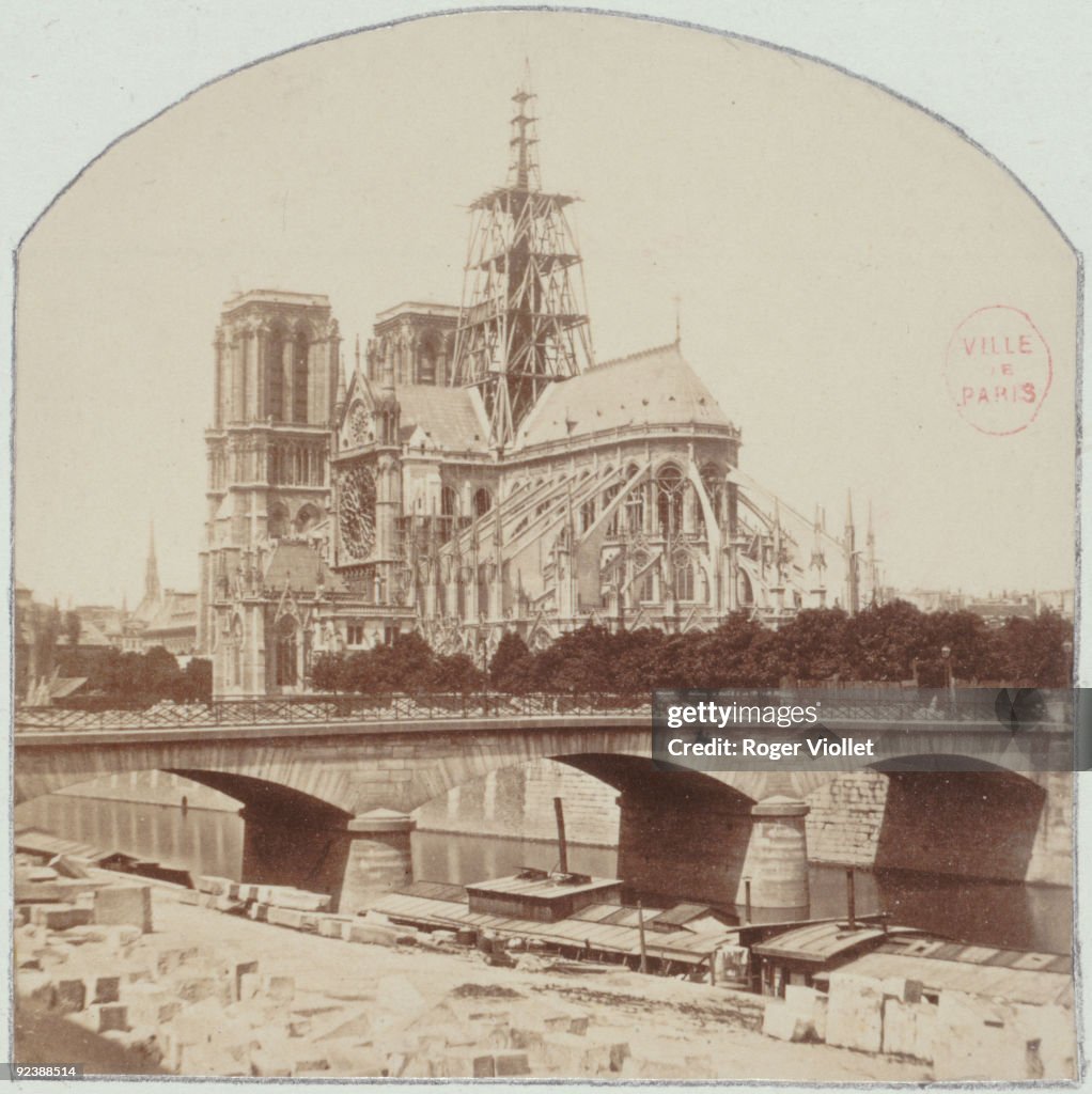 THE SPIRE OF NOTRE-DAME UNDER CONSTRUCTION