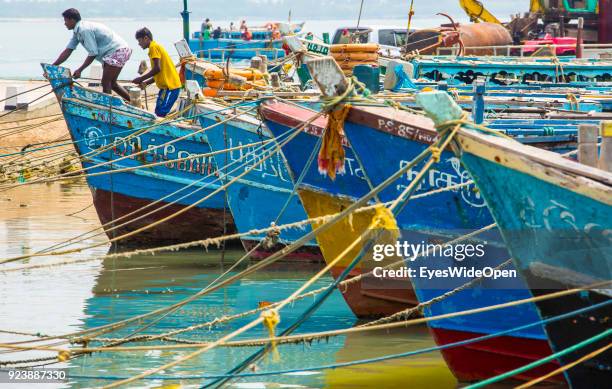 Tourists and locals visiting and swimming on Nagadeepa Island on February 15, 2014 in Jaffna, Sri Lanka.