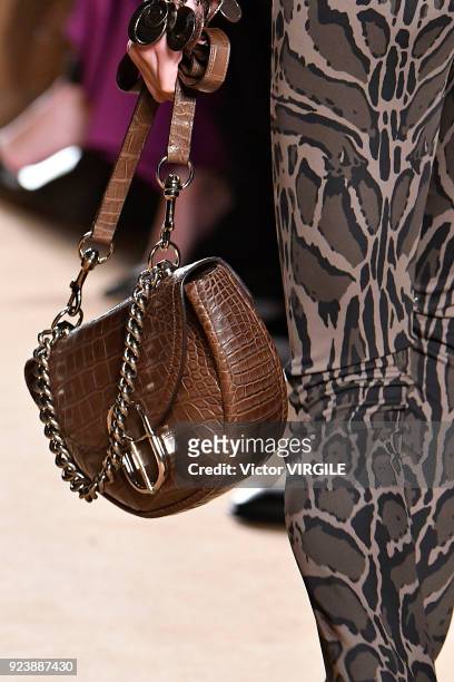 Model walks the runway at the Roberto Cavalli Ready to Wear Fall/Winter 2018-2019 fashion show during Milan Fashion Week Fall/Winter 2018/19 on...